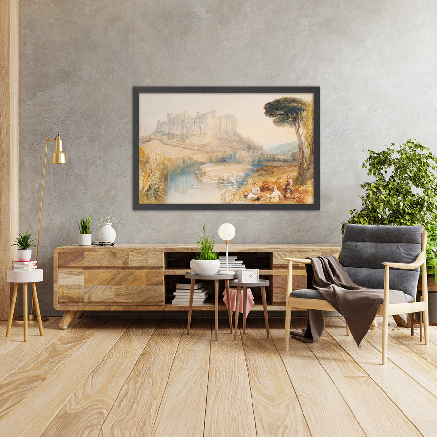 A framed image of Ludlow Castle Shropshire by Turner, 1833