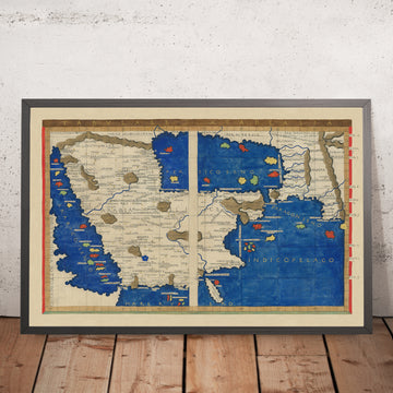 Mapa raro del Renacimiento de la Península Arábiga por Berlinghieri y Ptolomeo, 1482: Arabia Saudita, EAU, Catar, Omán 