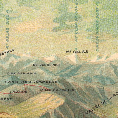 Old Birdseye Map of Côte d’Azur by Legresle, 1925: Nice, Cannes, Monaco, Antibes, Toulon