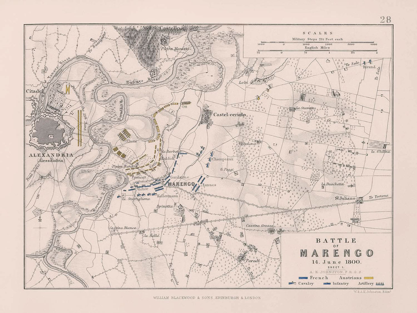 Batalla de Marengo, 14 de junio de 1800, por AK Johnston, 1800