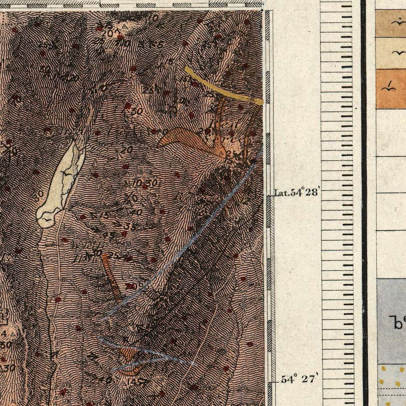 Southern Lake District Geological Map: Lake Windermere, Scaffel Pike, Conniston Water