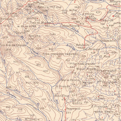 Old Map of São Tomé, 1945: São Tomé, Neves, Trindade, Rivers, Mountains