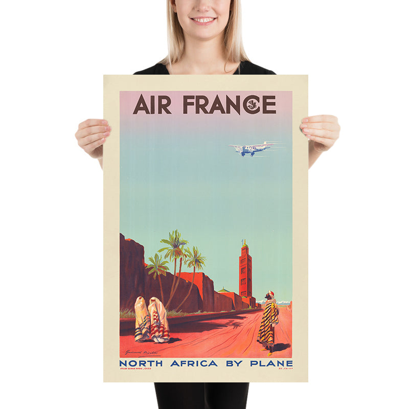 North Africa Travel Poster: Air France – North Africa by plane by Maurice Guiraud-Rivière, 1935