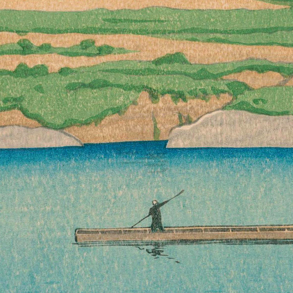 River Sailboat and Horses by Hasui Kawase, 1935