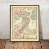 Alte Straßenkarte von Boston von Colton, 1866: Boston Common, State House, Boston Harbor, Cambridge, Charlestown 