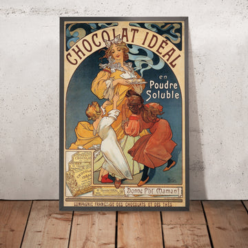 A framed image of Chocolat Idéal by Alphonse Mucha, 1897
