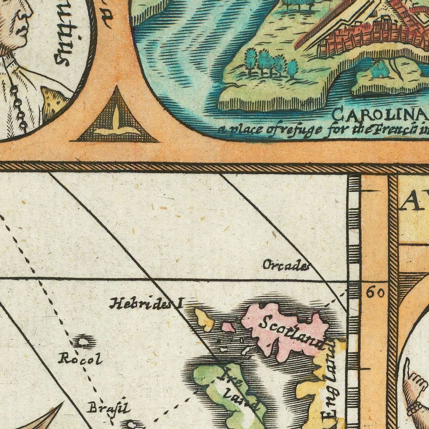 Old Map of America by Walton, 1658: California as Island, Mythical Str ...