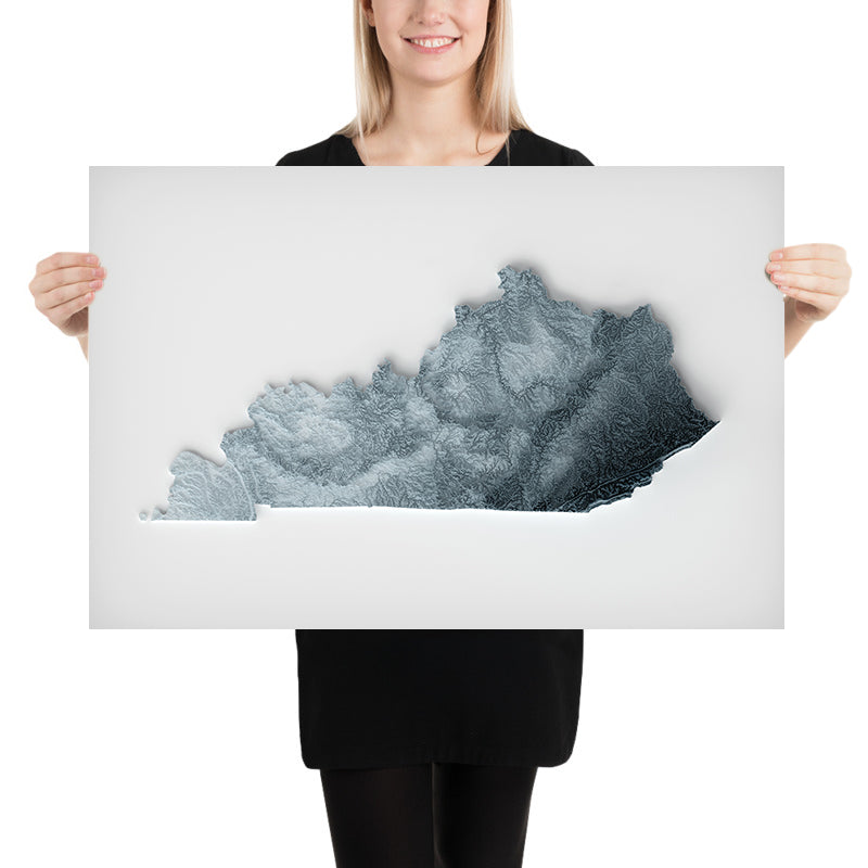 Mapa topográfico en relieve 3D de Kentucky 