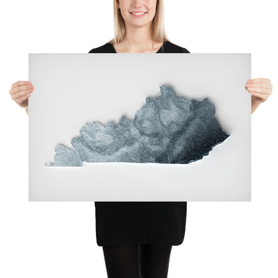 Mapa topográfico en relieve 3D de Kentucky 
