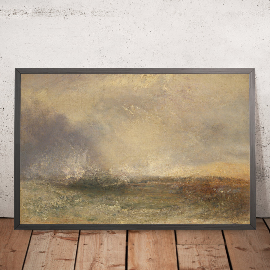 A framed image of Stormy Sea Breaking on a Shore by Turner, 1840