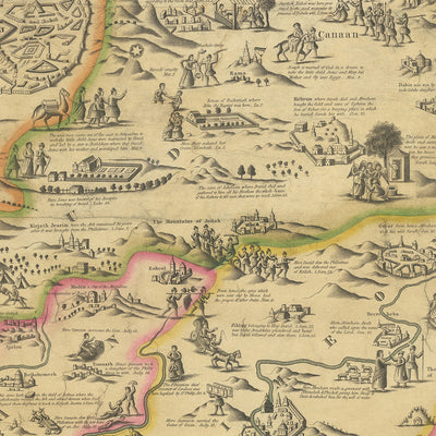 Very Large Map of the Holy Land and Jerusalem by Haines, 1828: American Made, Exodus, Sinai, Solomon’s Temple, Bethlehem