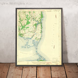 Old Map of Dauphin Island, Alabama by USGS, 1943 – Mobile Bay, Mississippi Sound & Fort Gaines
