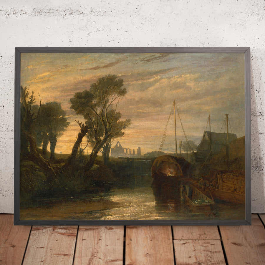 A framed image of Newark Abbey by Turner, 1806