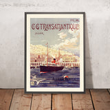 Póster de viaje de Argel: Cie. Gle Transatlantique de Fernand Le Quesne, 1901 