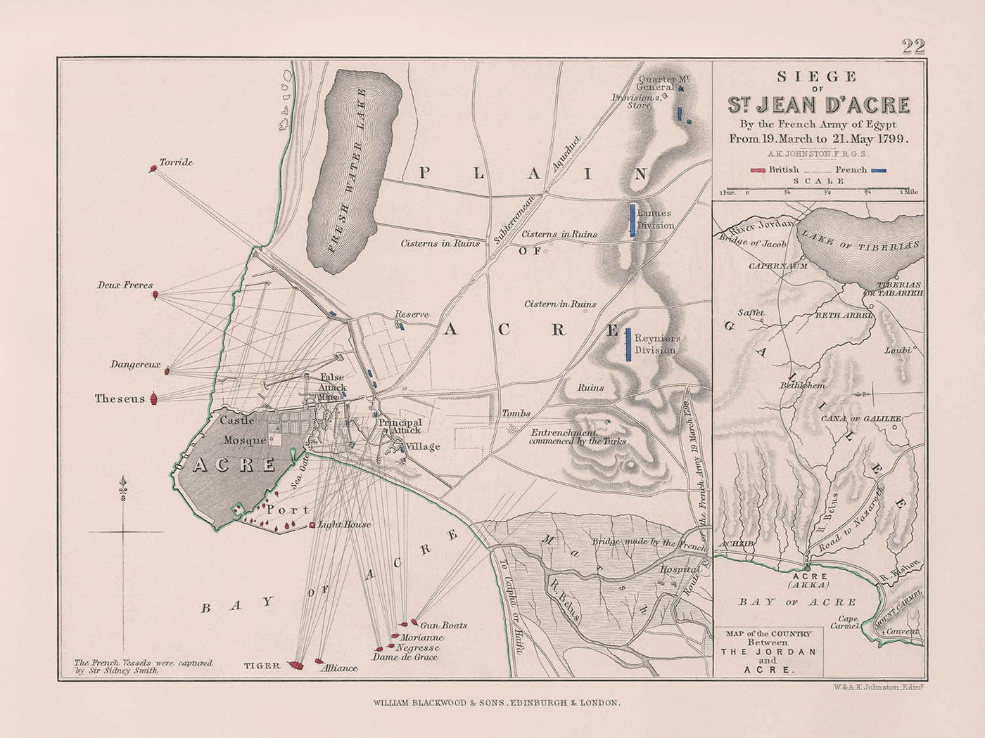 Siège de Saint-Jean d'Acre par l'armée française d'Égypte, par AK Johnston, 1799