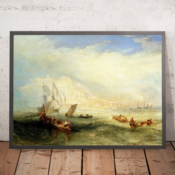 Ein gerahmtes Bild von Line Fishing, Off Hastings von Turner, 1835