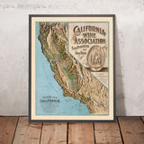 Ancienne carte topographique des vins de Californie, 1903 : LA, SF, Napa, Sonoma, Pacifique 