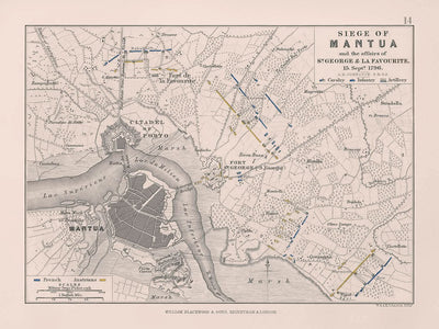 El asedio de Mantua y los asuntos de San Jorge y La Favourite, por AK Johnston, 1796