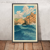 Ocean Waves at Hachinohe Same on a Fine Day by Hasui Kawase, 1935