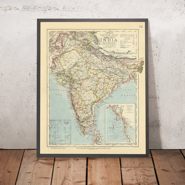 Alte Karte von Indien von Letts, 1883: Kalkutta, Bombay, Madras, Arabisches Meer, Golf von Bengalen 