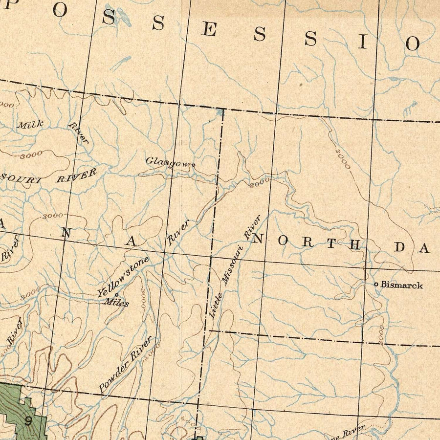 Mappa antica delle foreste e dei parchi nazionali negli Stati Uniti occidentali a cura dell&