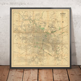 Grande carte de Glasgow par Bartholomew, 1903 : Chemins de fer, rivière Clyde, parcs 