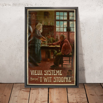 A framed image of ‘t Wit Stoopke Vintage Drinks Advertising Poster by Ernest Godfrinon, 1910