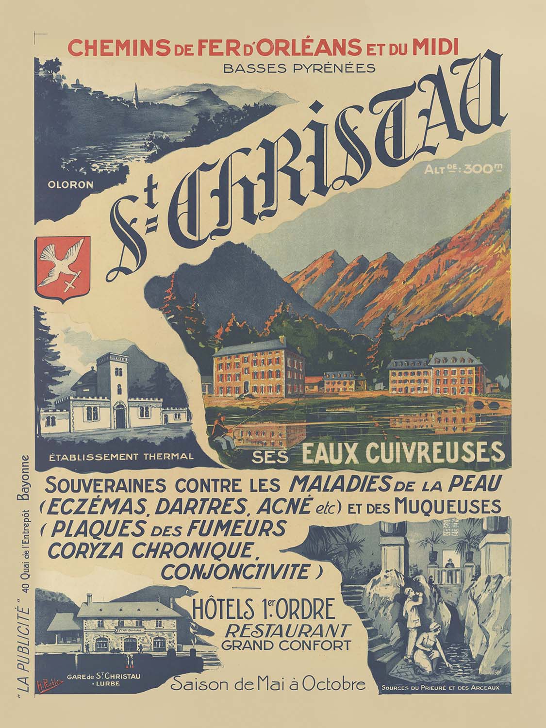 Saint-Christau Travel Poster: Chemins de fer d’Orléans et du Midi by H. Poublan