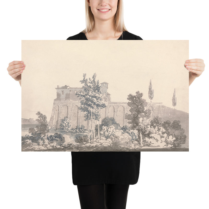 Buildings Overlooking Water, near Naples by Turner, 1796