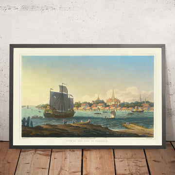 A framed image of First View of Bangkok by Henry Colburn, 1828