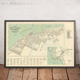 Mapa antiguo de la ciudad de Fort Myers, Florida, de Frank B. Dolph, 1945: Caloosahatchee, Ayuntamiento, puerto deportivo de yates, Palacio de Justicia, campo de golf 