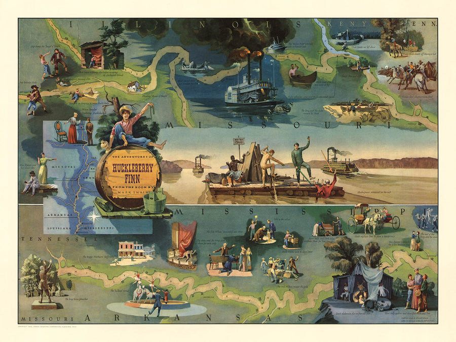 Le avventure di Huckleberry Finn di Henry, 1959: Fiume Mississippi, San Pietroburgo, Il Cairo, Casa Wilks, Grangerfords 