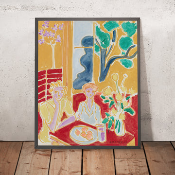 Una imagen enmarcada de Deux Fillettes, fondo amarillo y rojo (Dos niñas pequeñas, fondo amarillo y rojo) de Henri Matisse, 1947