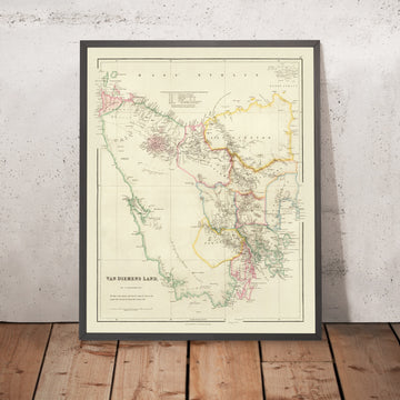 Old Map of Tasmania by Arrowsmith, 1844: Van Diemen&