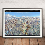 Alte Panoramakarte des Yosemite-Nationalparks von Berann, 1989: El Capitan, Half Dome, Glacier Point, Mono Lake, Tioga Pass 
