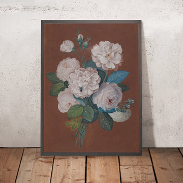 A framed image of Rose Bouquet with Insects by Pierre Joseph Redouté, 1759