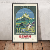 Poster di viaggio del Béarn: Tourisme et Thermalisme di R. A. Drouot, 1950 
