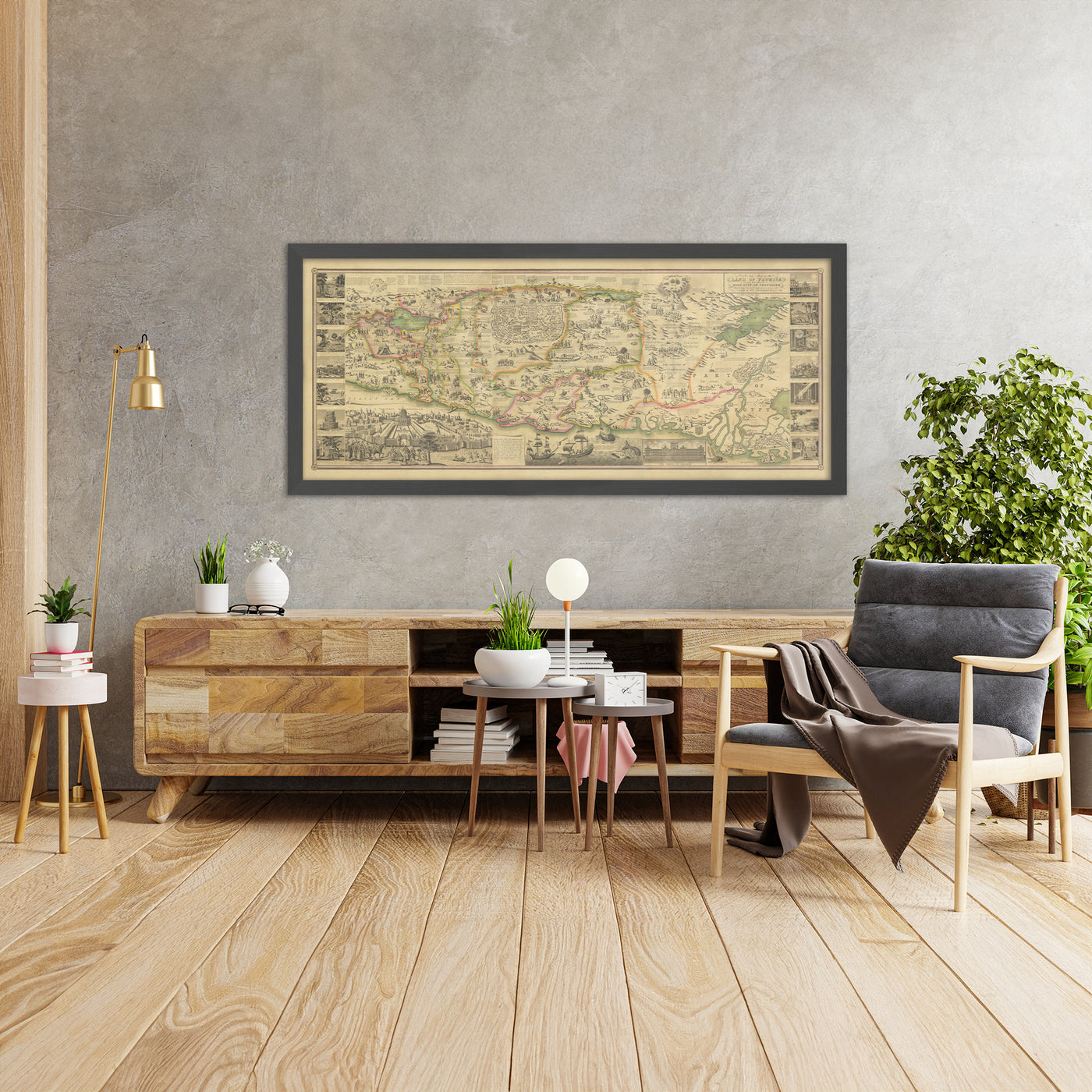 Very Large Map of the Holy Land and Jerusalem by Haines, 1828: American Made, Exodus, Sinai, Solomon’s Temple, Bethlehem