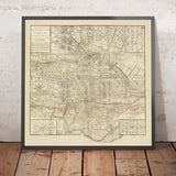 Antica mappa di Manchester di Laurent, 1793: Deansgate, Market St, Oxford Rd, Ancoats, London Rd 