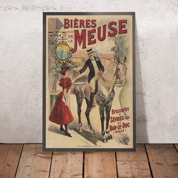 A framed image of Bières de la Meuse Vintage Beer Poster, 1898