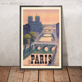 Cartel de viaje de París: Notre-Dame y el Sena, de Roger de Valerio, 1937 