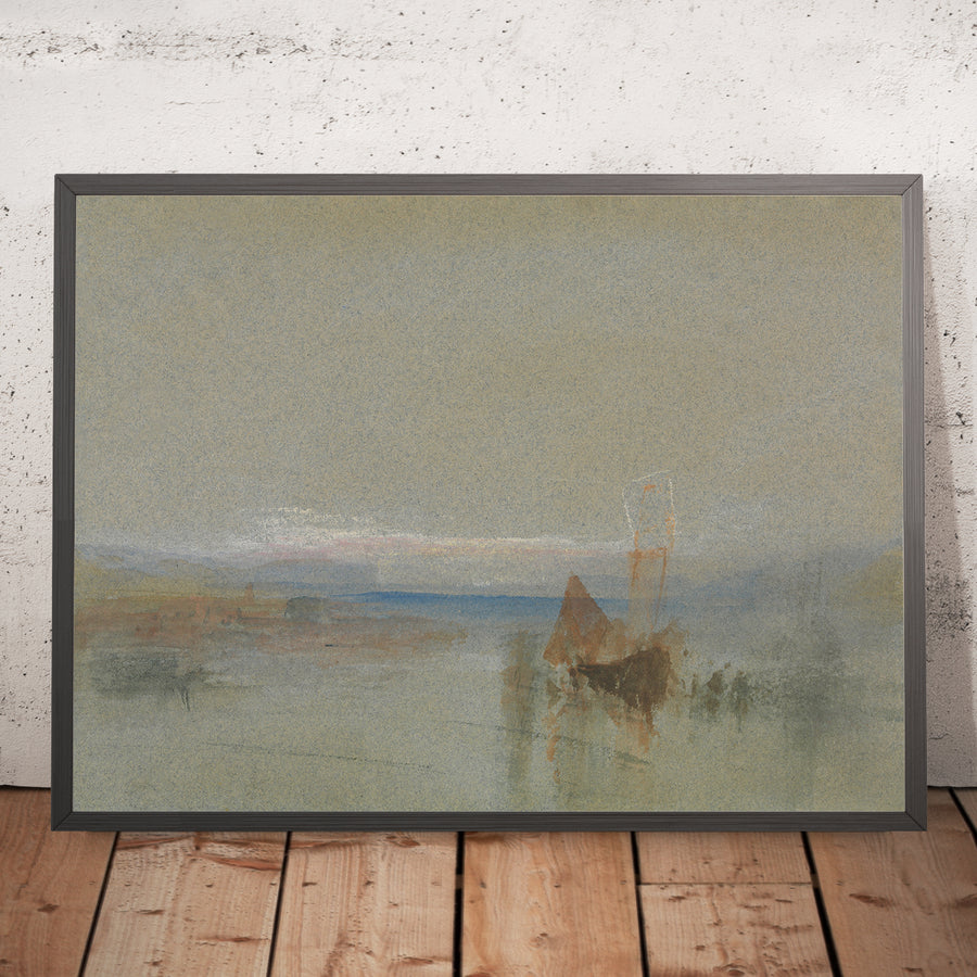 A framed image of Fishing Boats Becalmed off le Havre by Turner, 1800