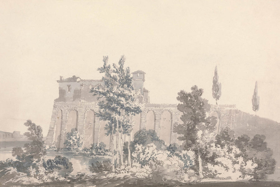 Buildings Overlooking Water, near Naples by Turner, 1796