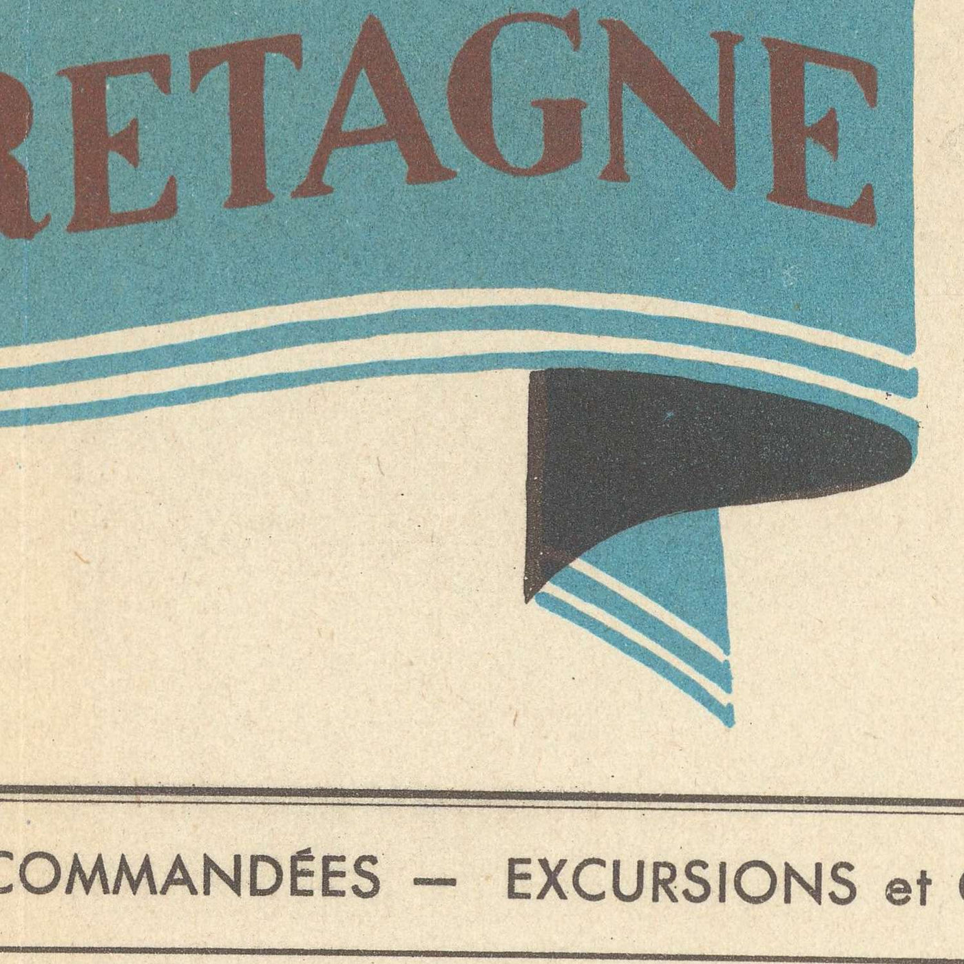 Old Map of Brittany by Flornoy Jean, 1950: Nantes, Rennes, Brest, Castles, Coastline, Megaliths