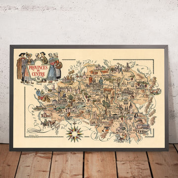 Vecchie Province della Mappa Pittorica Centrale di Liozu, 1951: Orléans, Bourges, Vigneti 