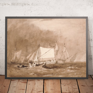 A framed image of Shipping Scene, with Fishermen by Turner, 1815