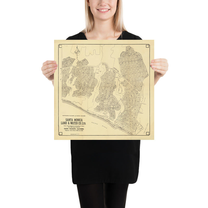 Old Street Map of the Pacific Palisades & Huntington Palisades, 1925