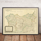 Ancienne carte du nord de l'Espagne par Sanson, 1652 : Galice, Asturies, Saint-Sébastien, golfe de Gascogne, Basque 