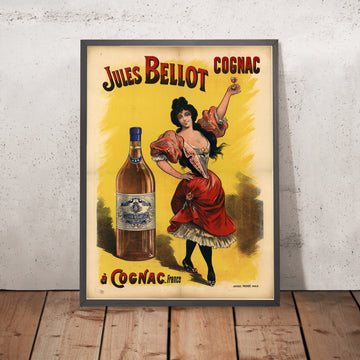 A framed image of Jules Bellot Vintage Cognac Poster, 1899