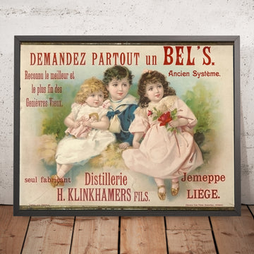 A framed image of Ask for Bel’s Everywhere Advertising Poster by Chromos Cats Fréres, 1905